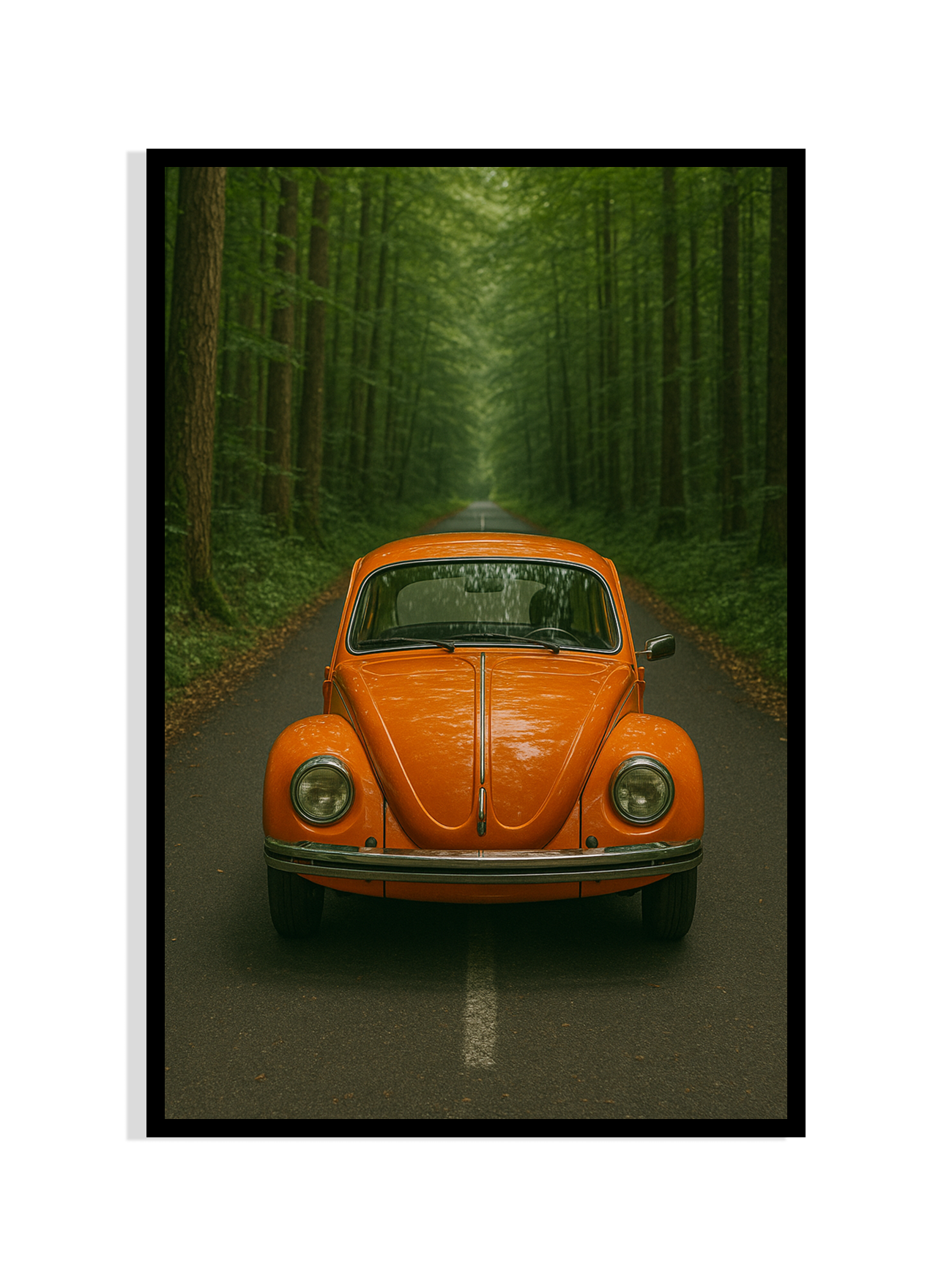Classic Beetle in the Wild – Vintage Car Poster Print
