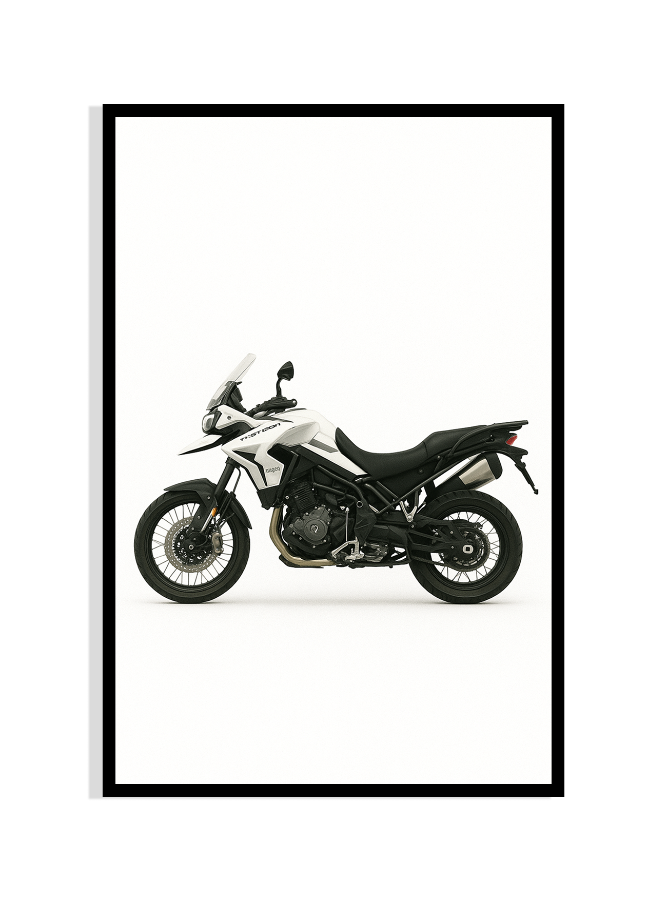 White Adventure Motorcycle Poster