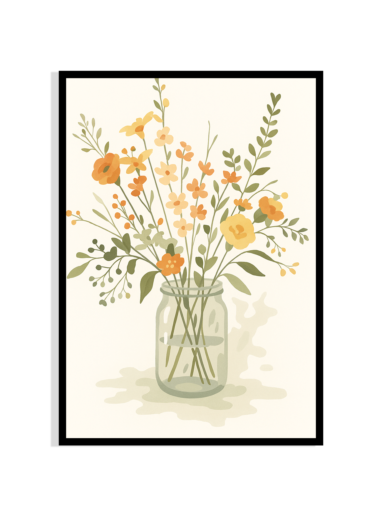 Golden Jar – Watercolor Wildflower Wall Art