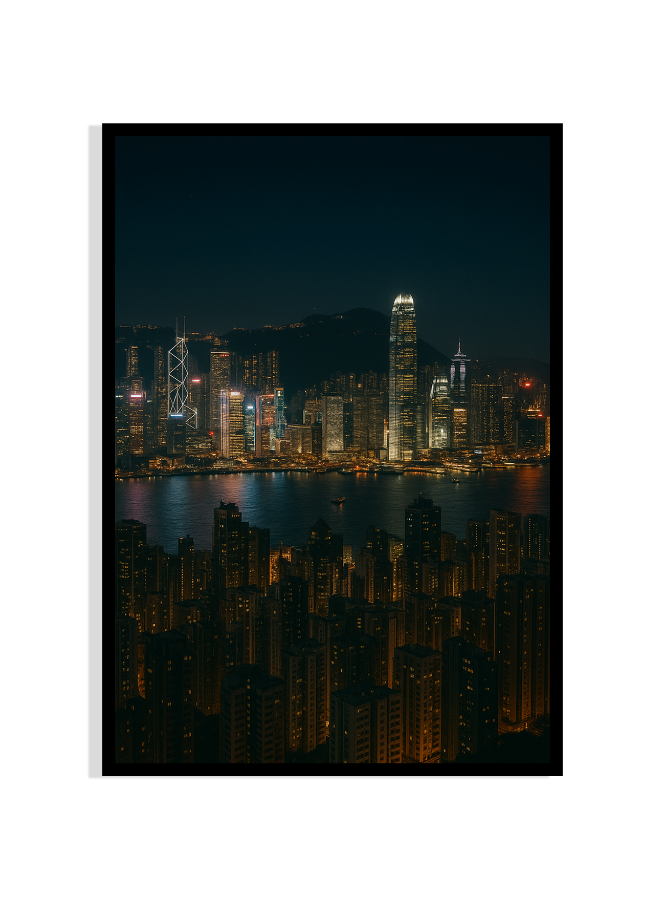 Hong Kong Nightscape – Illuminated Skyline Art Print