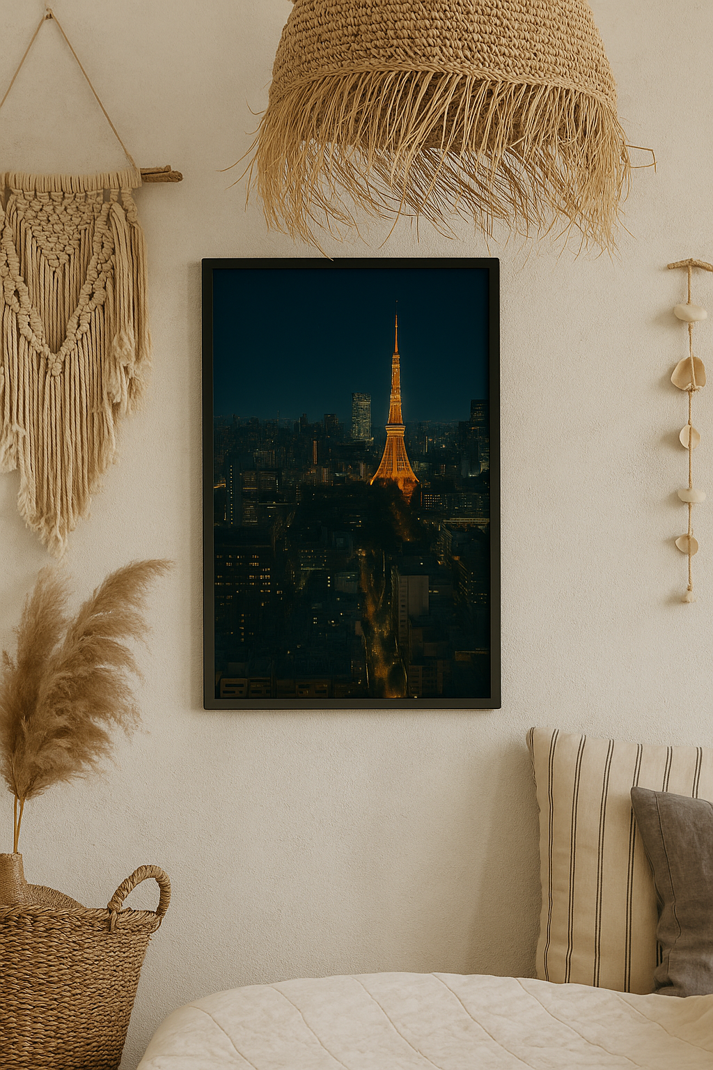 Tokyo Tower at Night – Minimalist Cityscape Art Print