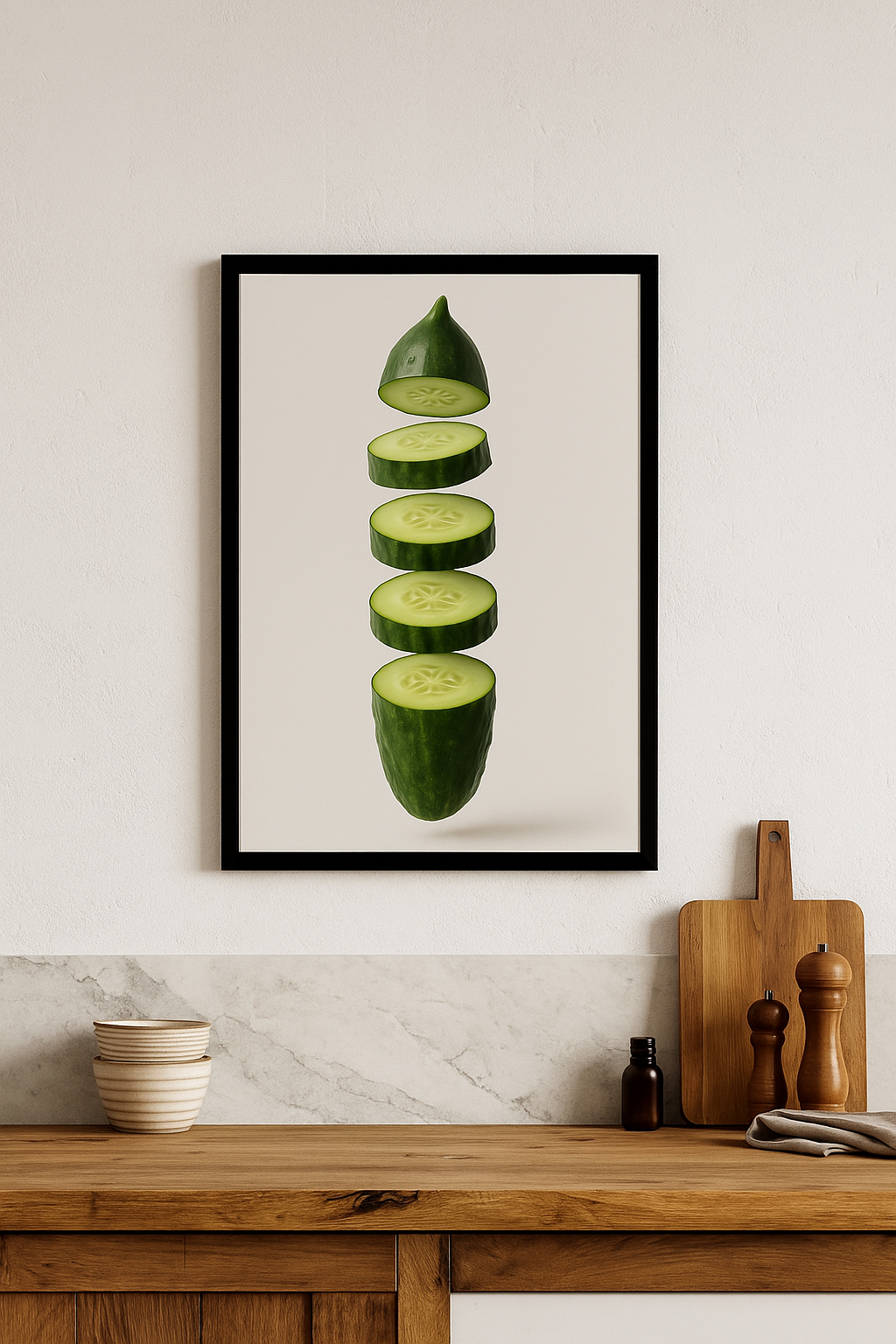 Fresh Cut Cucumber – Minimal Kitchen Wall Art