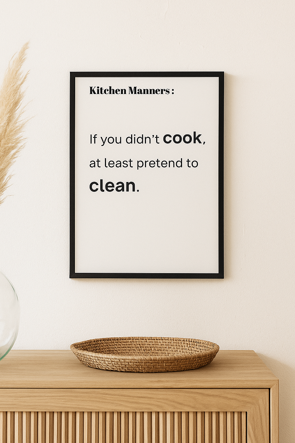 Kitchen Manners - Funny Quote Wall Art for the Kitchen