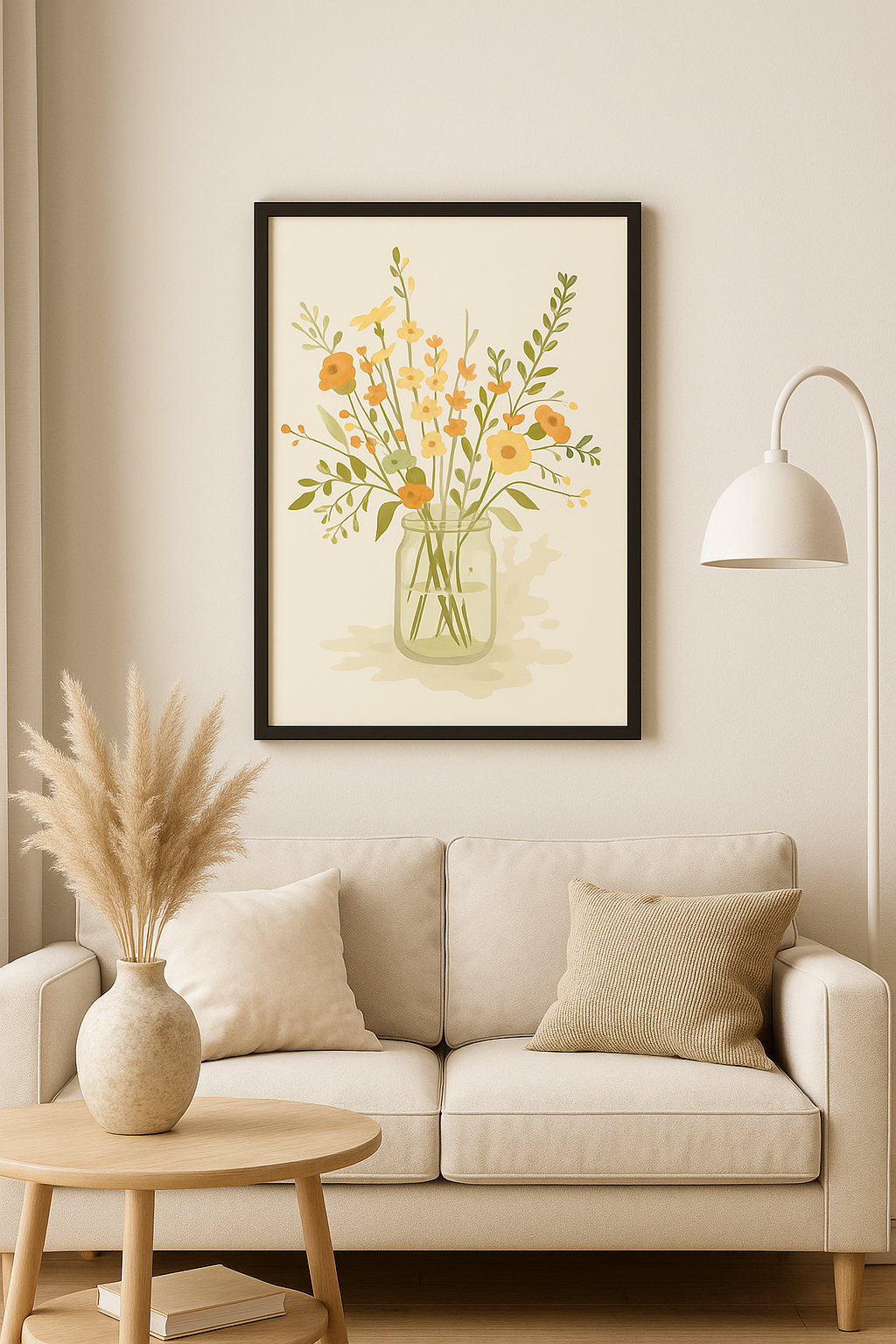 Golden Jar – Watercolor Wildflower Wall Art
