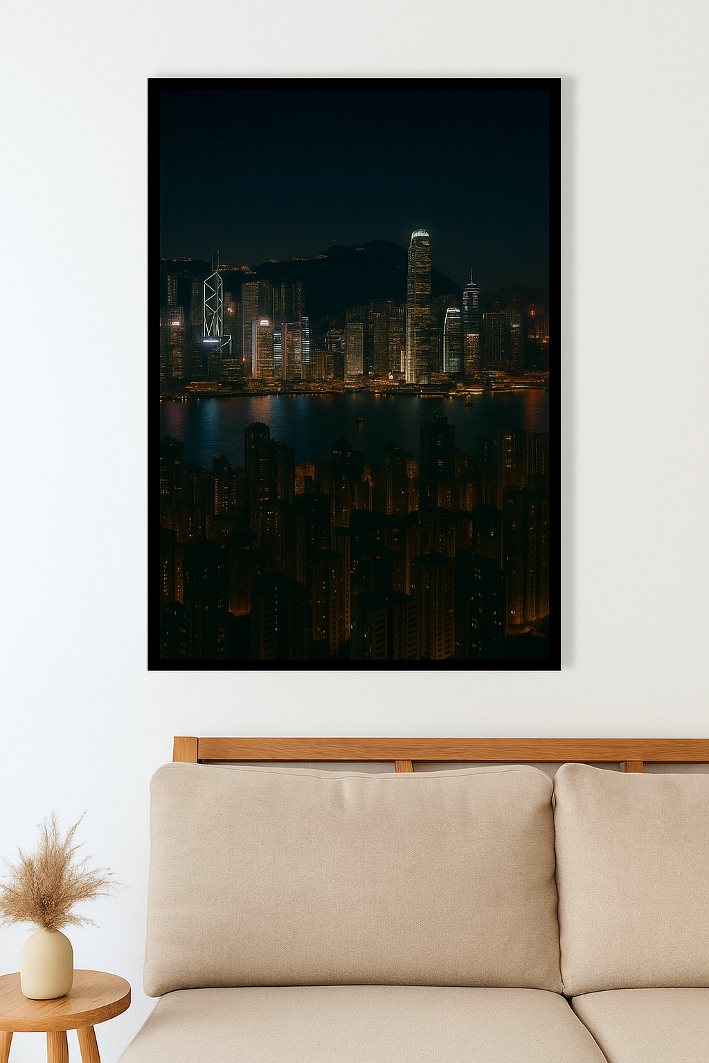 Hong Kong Nightscape – Illuminated Skyline Art Print