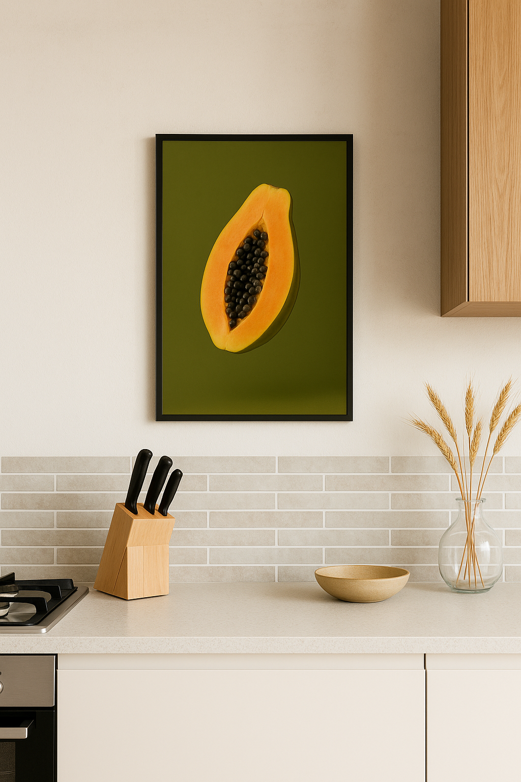 Tropical Slice – Framed Papaya Wall Art