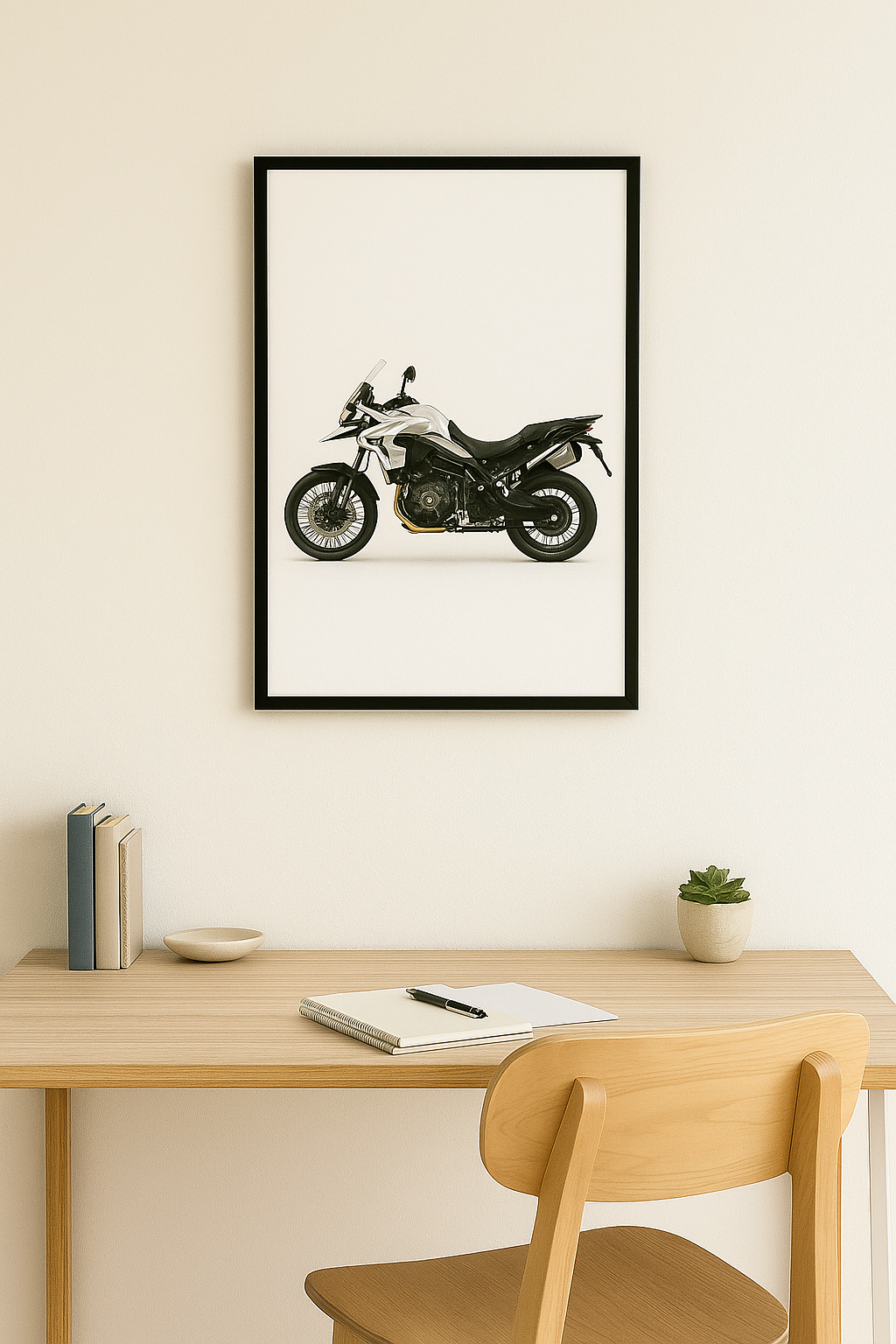 White Adventure Motorcycle Poster