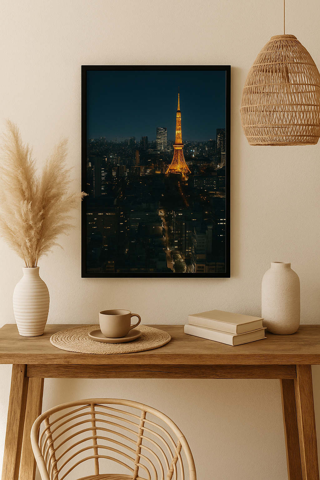 Tokyo Tower at Night – Minimalist Cityscape Art Print