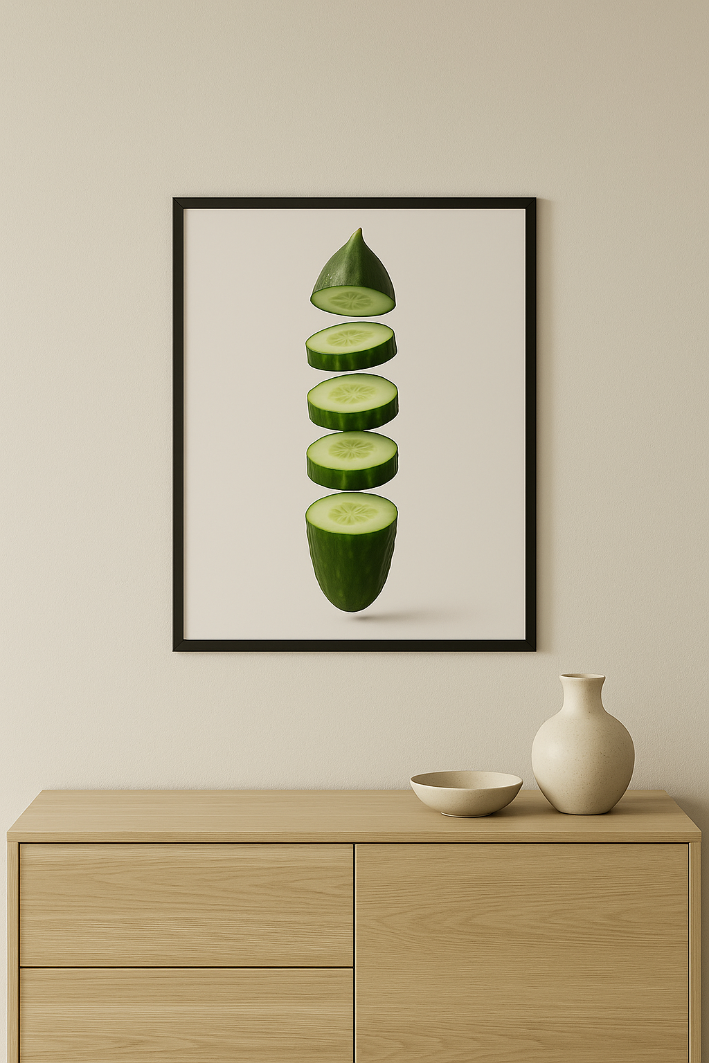 Fresh Cut Cucumber – Minimal Kitchen Wall Art