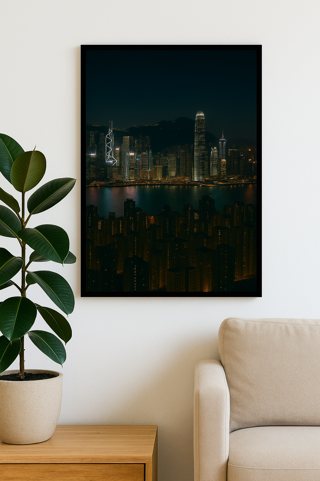 Hong Kong Nightscape – Illuminated Skyline Art Print
