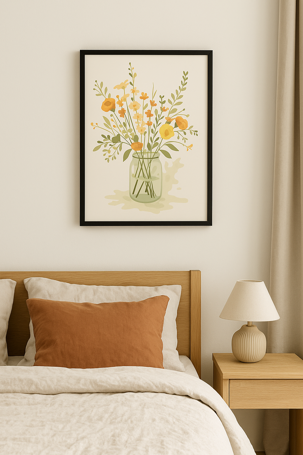 Golden Jar – Watercolor Wildflower Wall Art