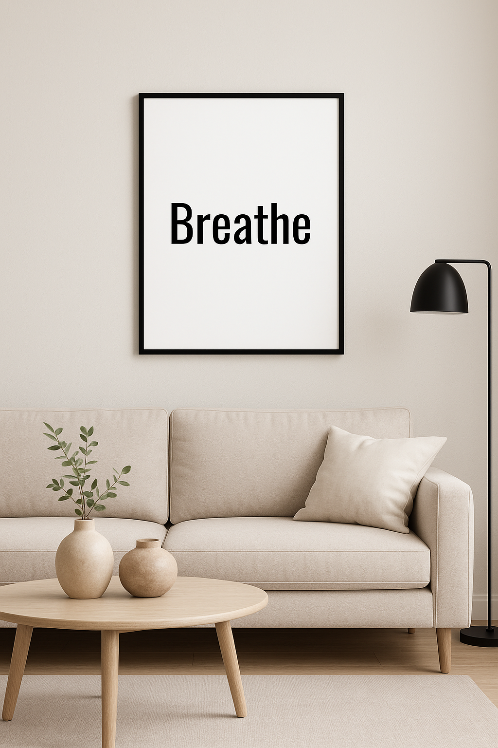 Breathe – Minimalist Typography Print