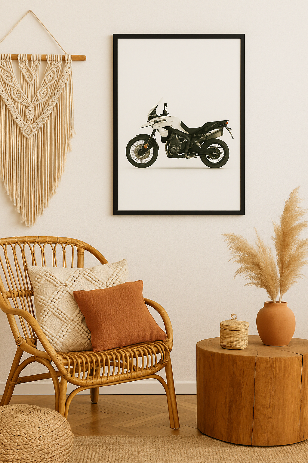 White Adventure Motorcycle Poster