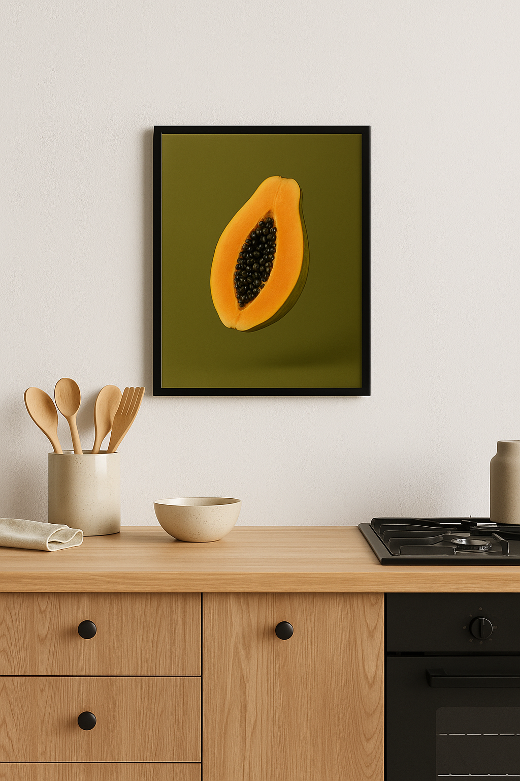Tropical Slice – Framed Papaya Wall Art