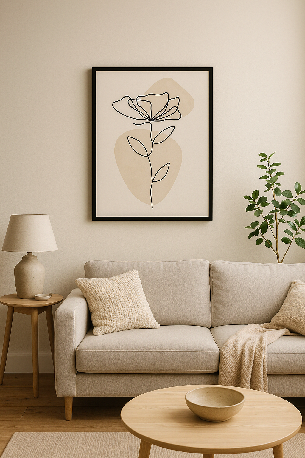 Minimal Bloom – Framed Line Art Print