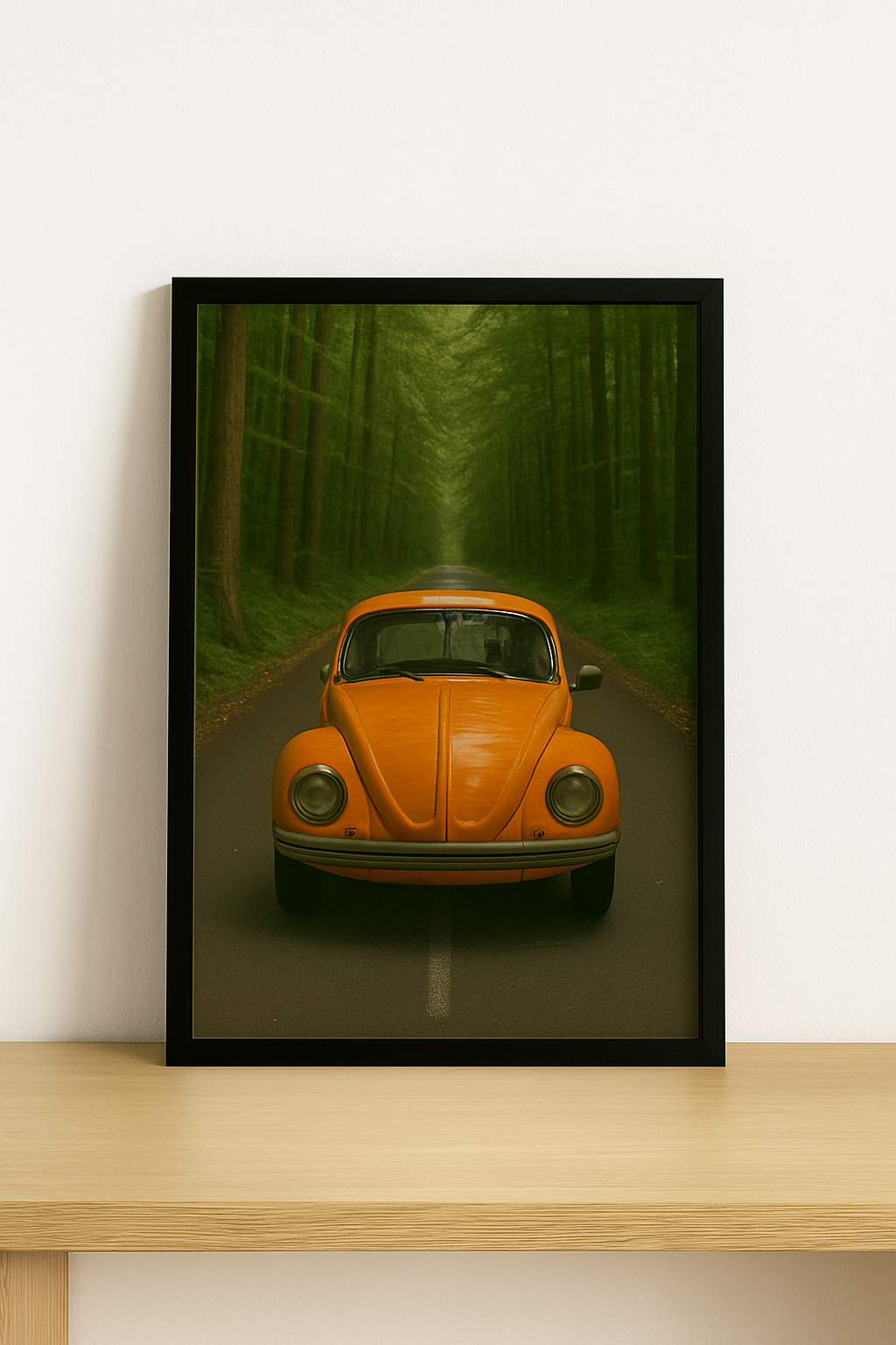 Classic Beetle in the Wild – Vintage Car Poster Print