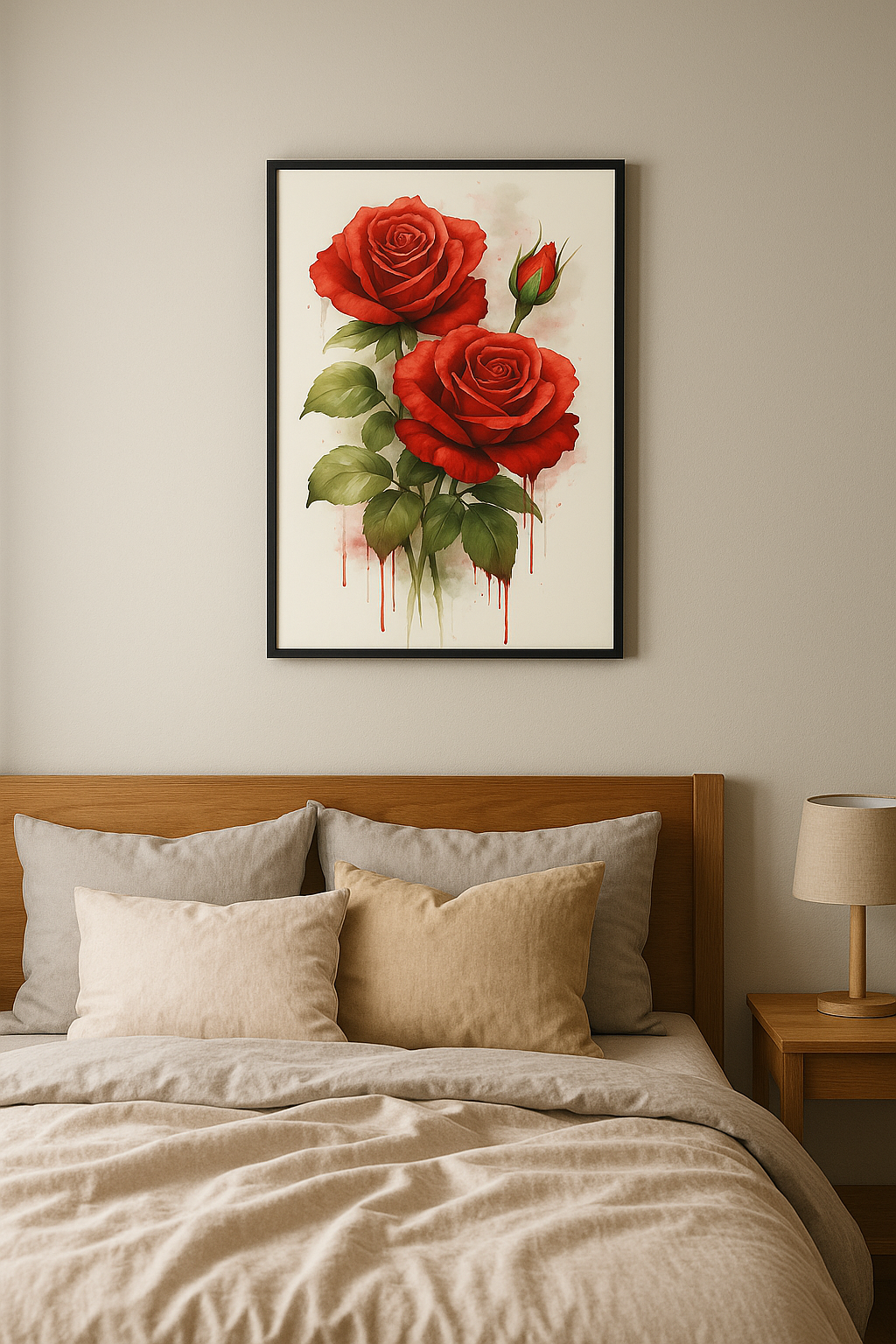 Crimson Devotion – Watercolor Red Roses Print
