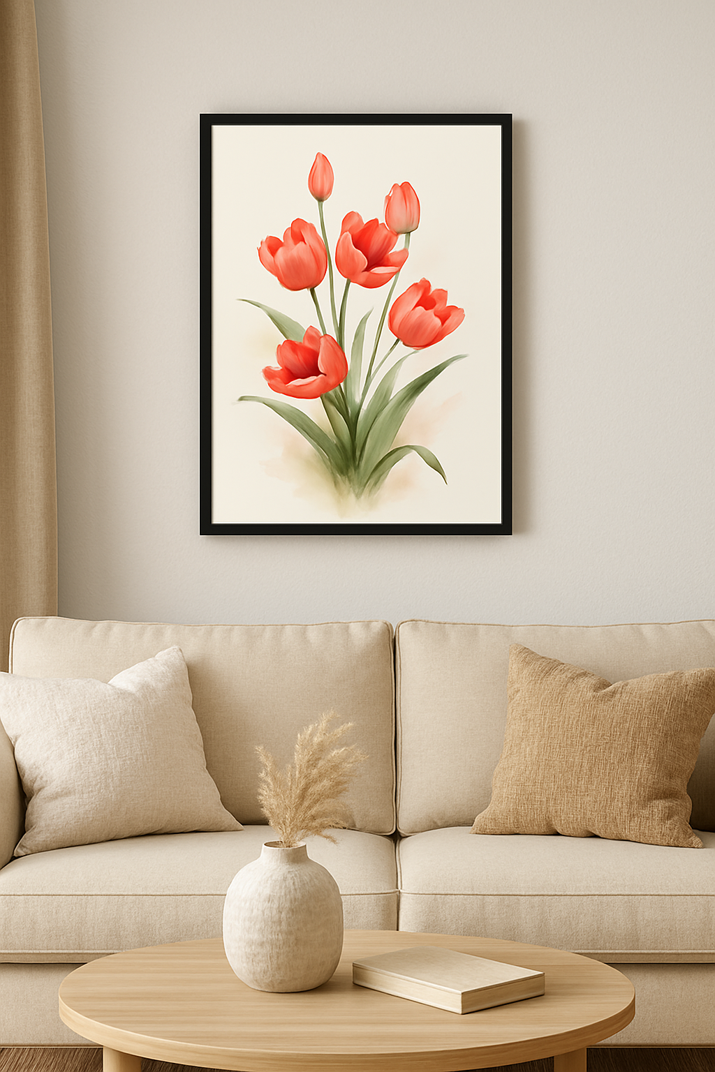 Red Tulips in Bloom – Watercolor Art Print