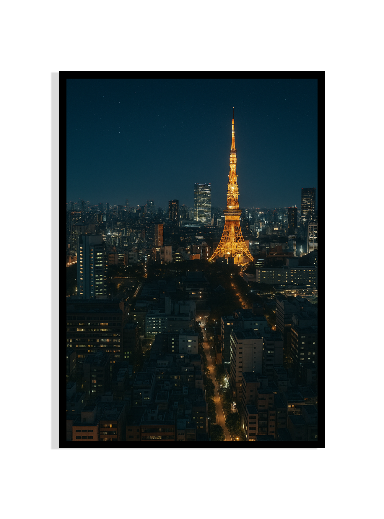 Tokyo Tower at Night – Minimalist Cityscape Art Print