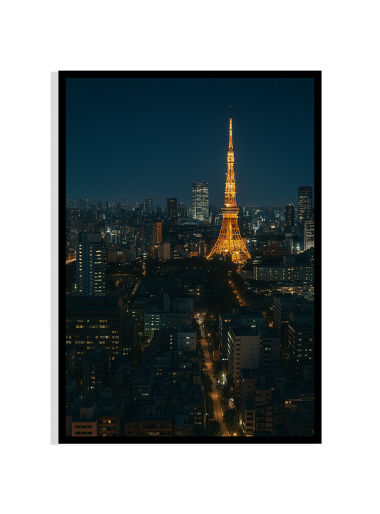 Tokyo Tower at Night – Minimalist Cityscape Art Print