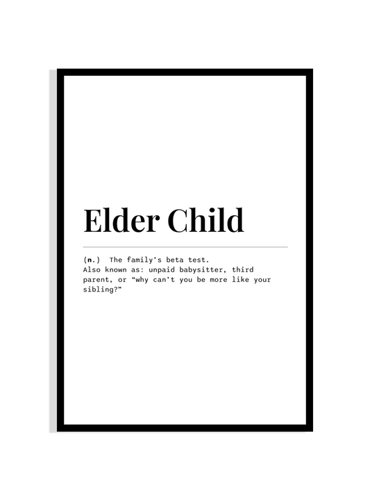 Elder Child – Funny Definition Wall Art Print