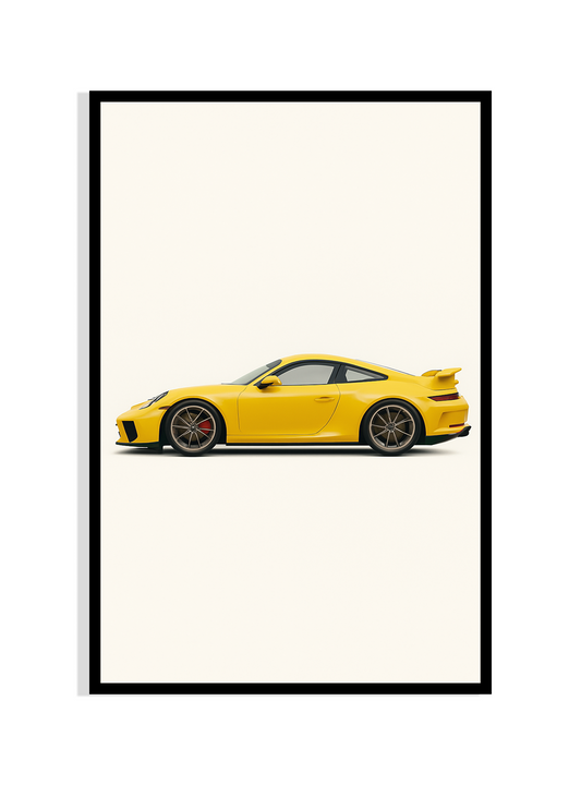 Yellow Porsche 911 GT3 – Side Profile Poster