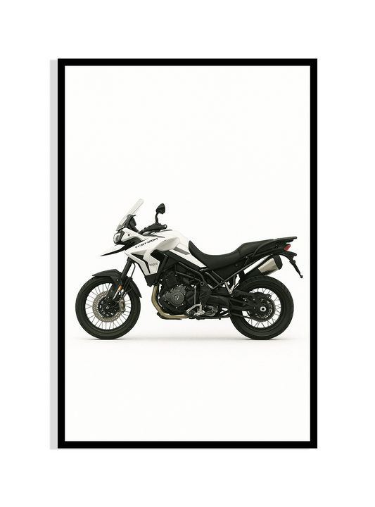 White Adventure Motorcycle Poster