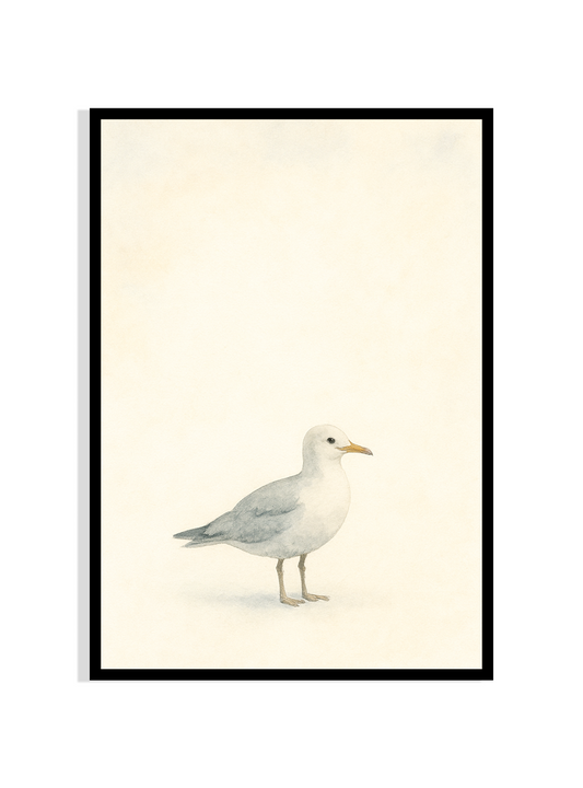 Coastal Stillness – Minimalist Seagull Art Print