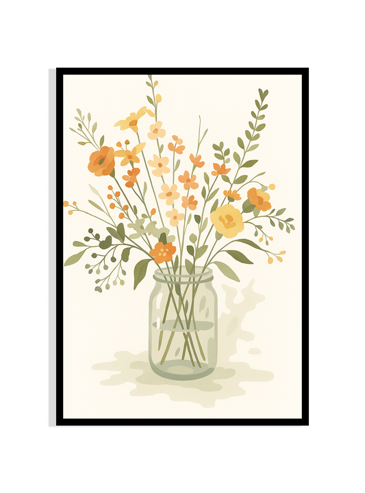 Golden Jar – Watercolor Wildflower Wall Art