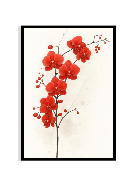 Red Orchid Botanical Print