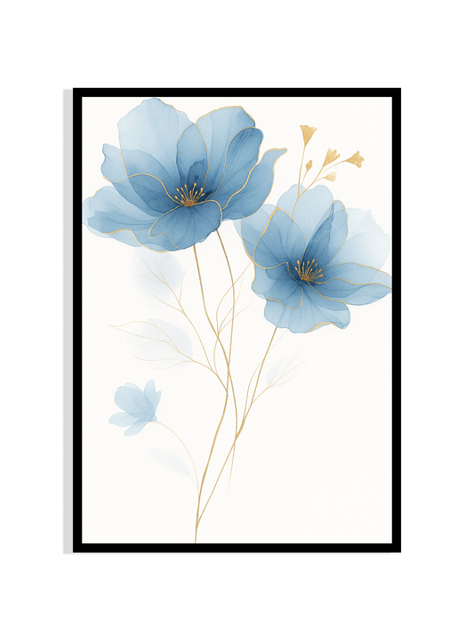 Azure Bloom – Watercolor Floral Art Print