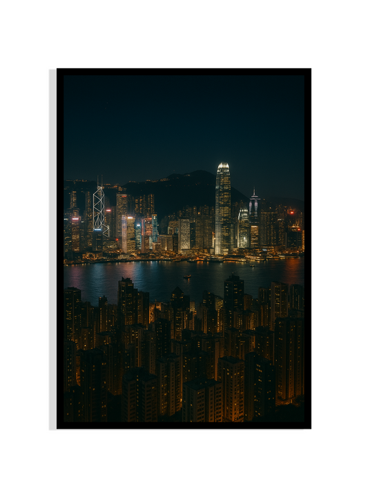 Hong Kong Nightscape – Illuminated Skyline Art Print