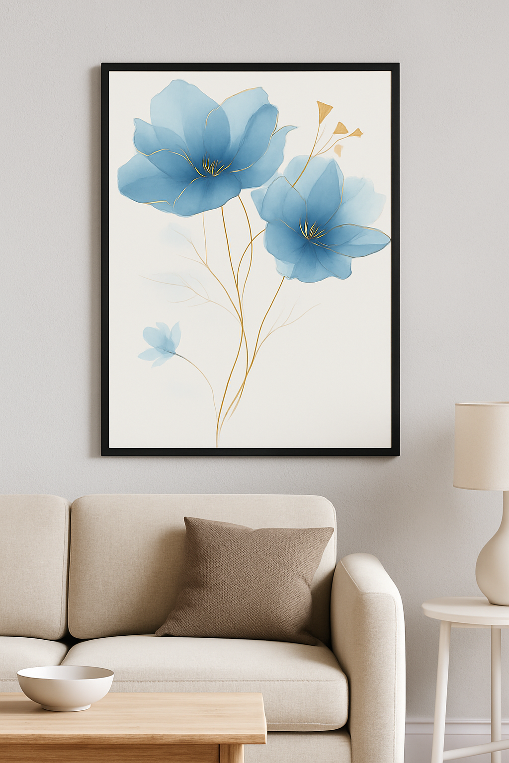 Azure Bloom – Watercolor Floral Art Print