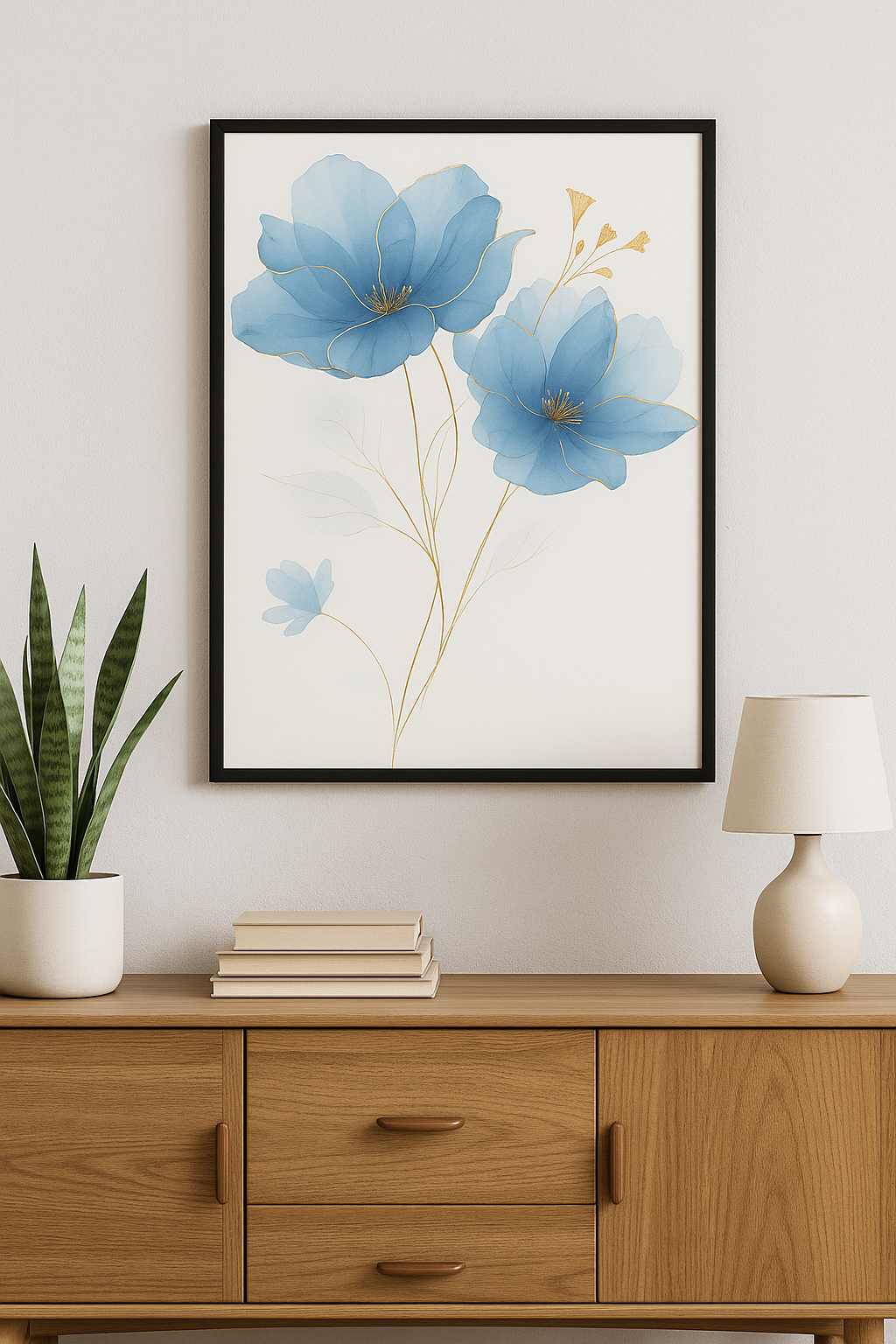 Azure Bloom – Watercolor Floral Art Print